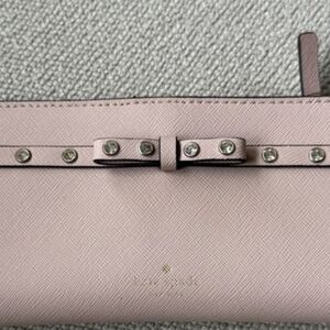 Kate Spade Elegant Pink Studded Bow-Accent Bi-fold Wallet